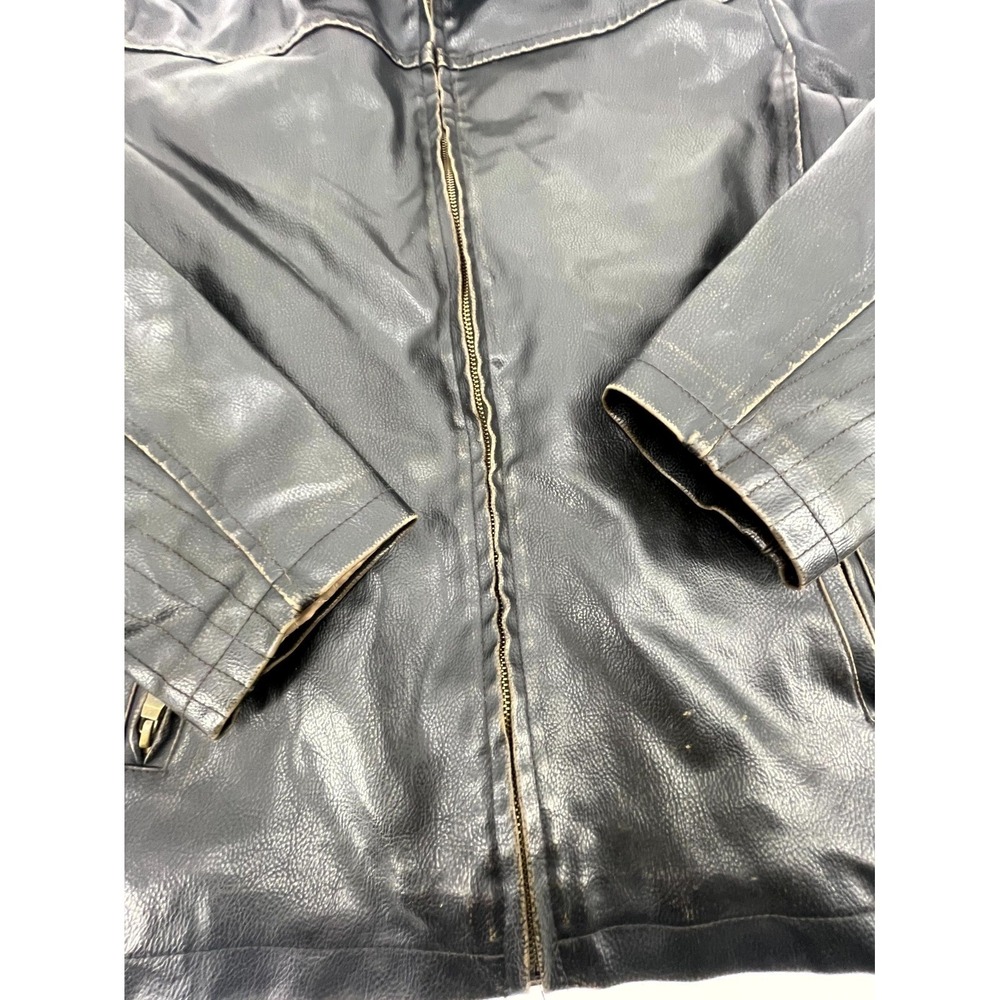 Vintage Whispering‎ Smith Leather Biker Jacket Mens 14/16 Black Quilted Lined - Picture 2 of 14